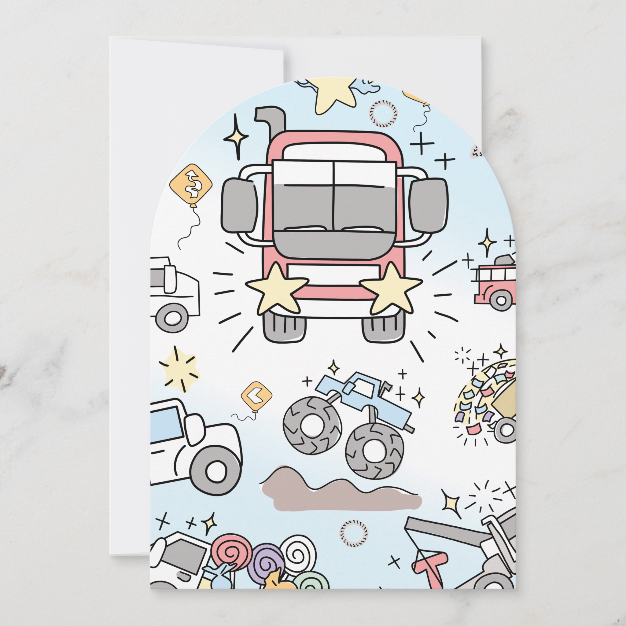Trucks Greeting Card With Envelope