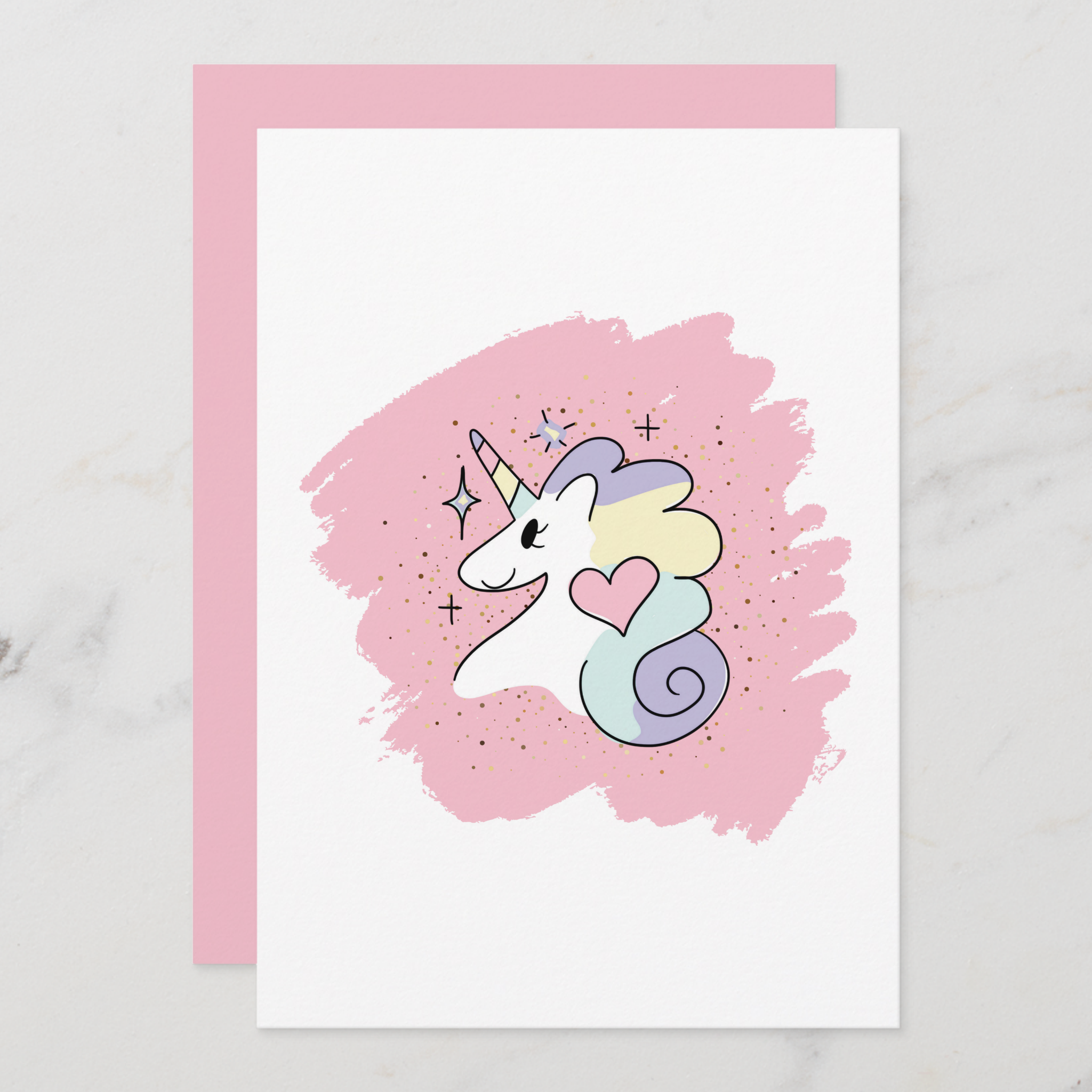 Unicorn Greeting Card With Envelope